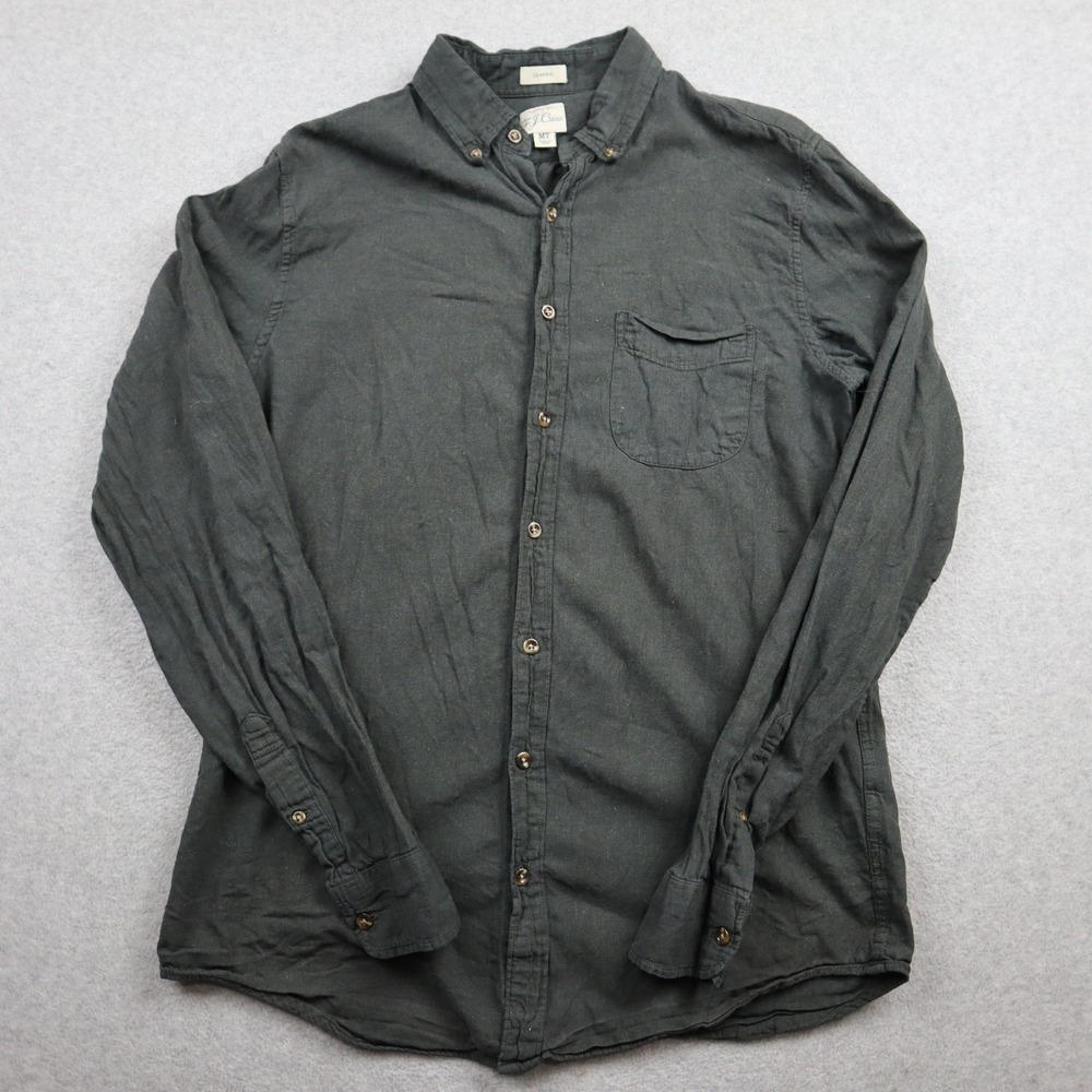 J.Crew Shirt Mens MT Medium Tall Classic Brushed Twill Charcoal Gray Button-Down